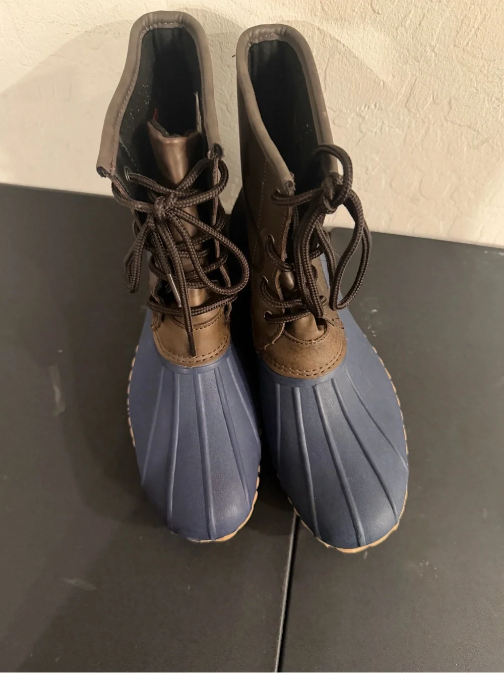 Target Men's Navy and Brown Lace-Up Rain Boots